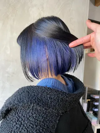 ショート カラー ヘアアレンジ 切りっぱなしボブ/ デザインカラー店長のヘアスタイル