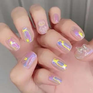 ショート ネイル フィルイン、長さ出し 深爪矯正のネイルデザイン