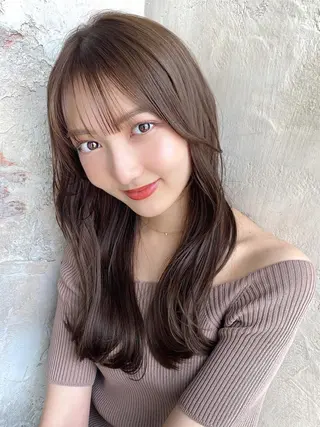 セミロング カラー 顔周り/くびれヘア 韓国ヘア💕風間るなのヘアスタイル