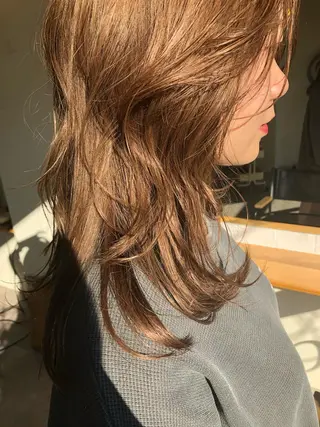 セミロング カラー パーマ美容師 hanaのヘアスタイル