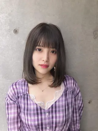 ミディアム カラー パーマ 巣山 竜一のヘアスタイル