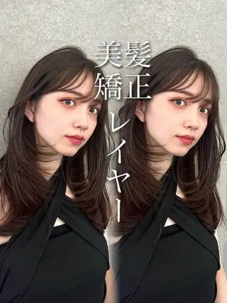 セミロング カラー 山崎/ボブ縮毛矯正 レイヤー髪質改善のヘアスタイル