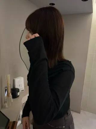 ミディアム カラー yiye   神宮前所属・manami /暖色 /カットモデル募集のヘアスタイル