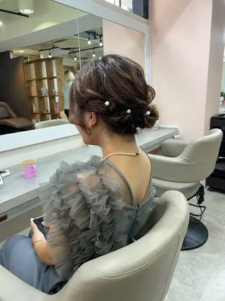 セミロング ヘアアレンジ 韓国風パーマ/ヘア セット/店長みづきのヘアスタイル