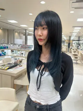 ミディアム カラー ハイトーン/ウルフ /レイヤー/坂野幸伸のヘアスタイル