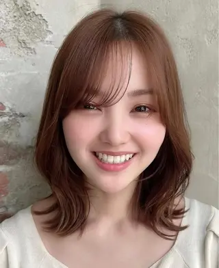 ミディアム カラー 🧡くびれヘア/前髪 顔周り🧡久原結衣のヘアスタイル