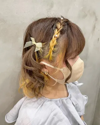 ショート ヘアアレンジ 【ピンク/韓国ヘア/ ヘアセット】亜海のヘアスタイル