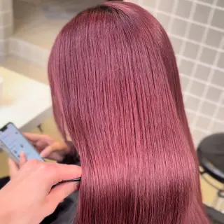 セミロング カラー パーマ ヘアアレンジ 顔まわりカット の達人のヘアスタイル