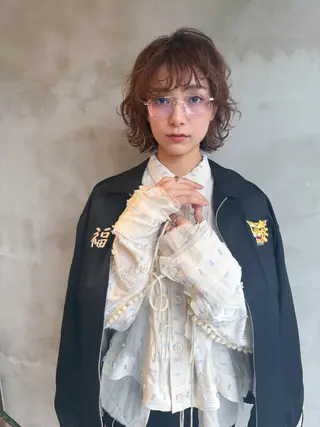 ミディアム カラー パーマ 山田 裕介のヘアスタイル