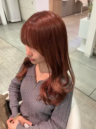 ロング カラー レイヤー/ブリ ーチ/ 岡本美優のヘアスタイル