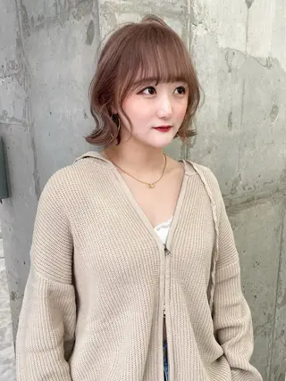 ミディアム ブリーチ/ベージュ 💕/momoaのヘアスタイル