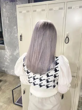 セミロング カラー エフェクトブリーチ 🌟前澤啓太朗のヘアスタイル