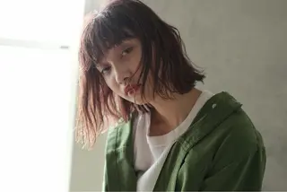 ミディアム パーマ/透明感カラー /ボブ/吉田一生のヘアスタイル