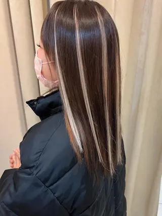 セミロング カラー ヘアアレンジ エクステ＆カラー 特化F-card上通のヘアスタイル