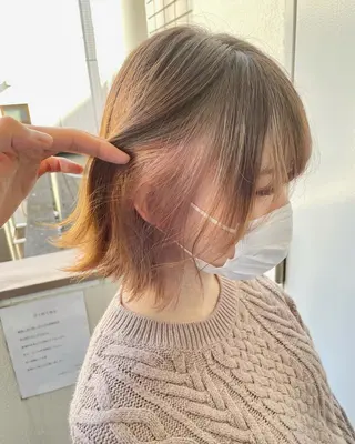 ミディアム カラー ベージュカラー💖 やすひろのヘアスタイル