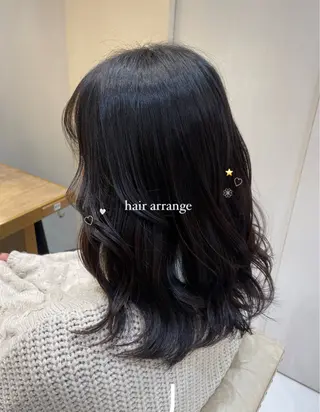 ミディアム ヘアアレンジ ブリーチなしカラー/ 暖色カラー/艶カラーのヘアスタイル