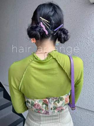 セミロング カラー ヘアアレンジ カラーパティシエ facce🌼ikoのヘアスタイル