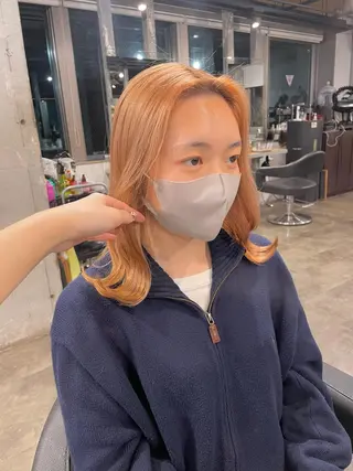 ミディアム カラー パーマ ヘアアレンジ メンズ キッズ ネイル マツエク・マツパ アイブロウ 透明感カラー・レイヤ ー🎀amika🎀のヘアスタイル