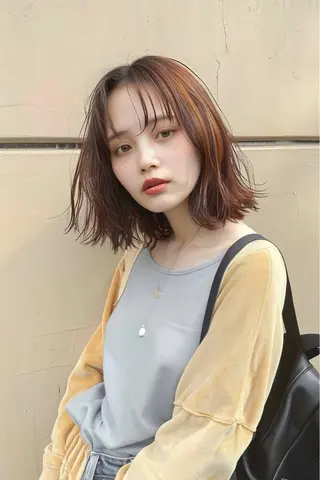 ミディアム 最新ケアカラー 髪質改善YUTOのヘアスタイル