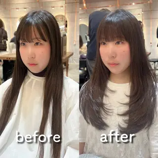 ロング ハッシュカット/韓国 レイヤー/カハナのヘアスタイル