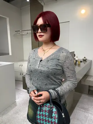 ミディアム カラー stén所属・HARUKA/原宿 ハイトーン/レイヤーのヘアスタイル