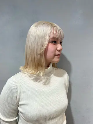 ミディアム カラー 地毛風ストレート ミニボブ🌷江梨🍎のヘアスタイル