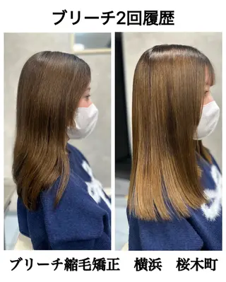 セミロング パーマ 髪質改善/縮毛矯正 /ブリーチ矯正/岡部のヘアスタイル