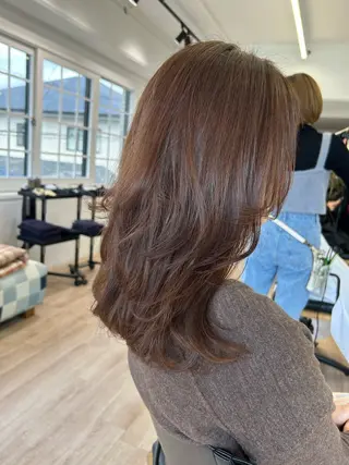 ミディアム カラー パーマ ヘアアレンジ トップスタイリスト 💙藤原 純のヘアスタイル