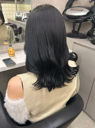 セミロング カラー パーマ ヘアアレンジ メンズ キッズ 🦋透明感グレージュ /韓国レイヤー🦋のヘアスタイル