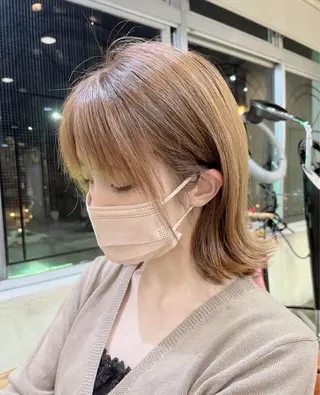 ミディアム カラー パーマ ヘアアレンジ キッズ ネイル マツエク・マツパ アイブロウ 髪質改善✨ハツメイ オグ✂️のヘアスタイル