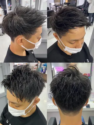 ショート カラー パーマ ヘアアレンジ メンズ 🔥メンズパーマ特 化🔥渡辺一翔🔥のヘアスタイル