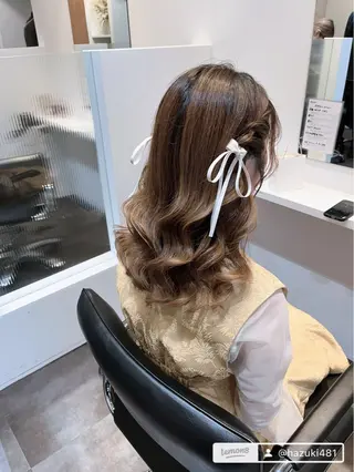 セミロング ヘアアレンジ ヘアアレンジ/ カラー/hazukiのヘアスタイル