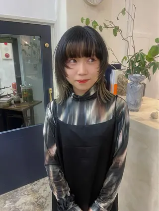 ミディアム カラー パーマ 原 瑞希のヘアスタイル