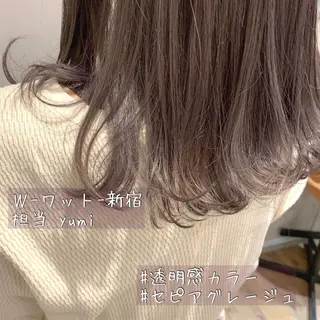 セミロング カラー パーマ ヘアアレンジ メンズ キッズ ネイル マツエク・マツパ 新宿駅近♡友達とOK 🦋W -ワット -のヘアスタイル