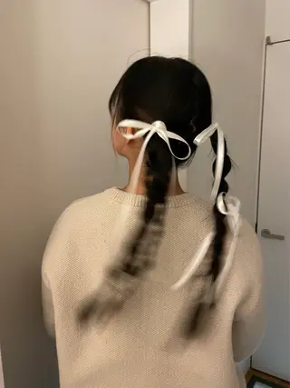 ロング カラー ヘアアレンジ ブリーチモデル/ カットモデル/Riaのヘアスタイル