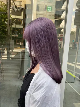 ロング カラー ヘアアレンジ 🩵色落ち可愛い 寒色カラー🩵のヘアスタイル