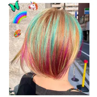 ショート カラー GARU-ガル-所属・TSUNO🦖 派手髪/オタク美容師のヘアスタイル