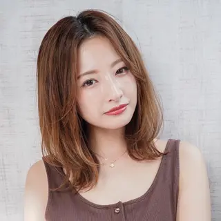 セミロング 新宿/韓国風レイヤー 髪質改善/渋谷直樹のヘアスタイル