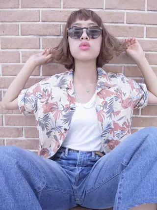 ミディアム カラー 北條 優輝のヘアスタイル