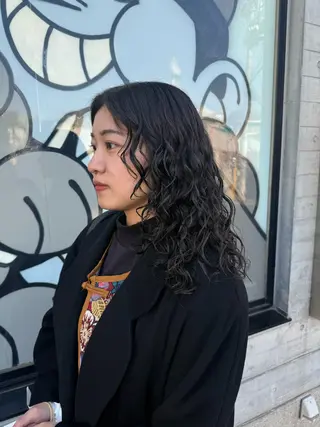 セミロング デジタルパーマ/ ウェーブパーマ/神野のヘアスタイル