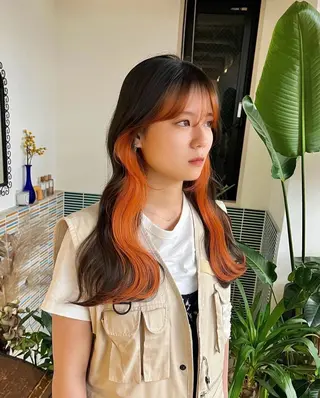 ロング カラー ヘアアレンジ 縮毛矯正ブリーチ/ ベージュmamiのヘアスタイル