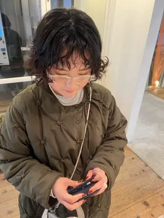 ミディアム パーマ 長田 唯のヘアスタイル