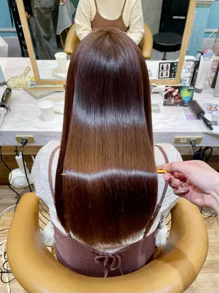 ロング 縮毛矯正　髪質改善 韓国風レイヤー　吉田のヘアスタイル