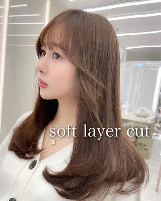 ロング カラー COA所属・小顔カット前髪 顔周りカット林亮佑のヘアスタイル