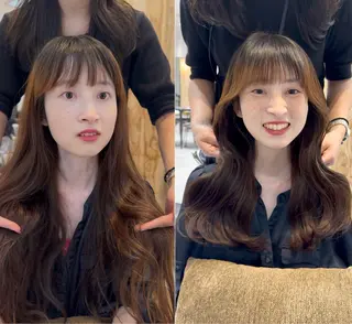 ミディアム りん/ワンホン/艶髪 ／小顔顔周りカットのヘアスタイル