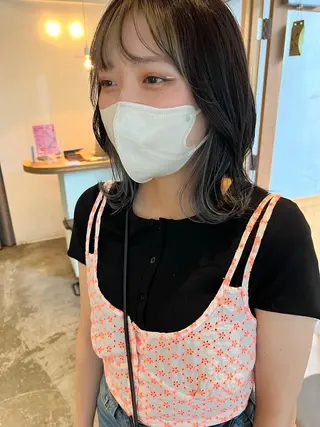 ミディアム カラー ミディアムパーマ /癖毛パーマのヘアスタイル