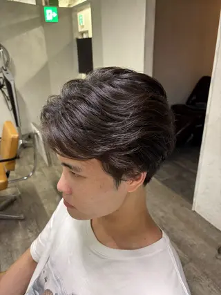 カラー パーマ メンズ 🍑メンズカット 透明感カラーもえ🍑のヘアスタイル