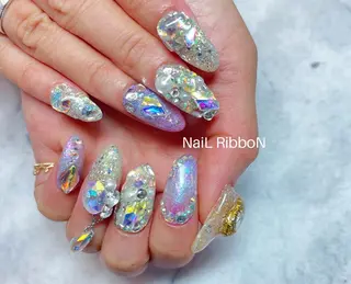 ネイル ネイルリボン 受付スタッフのネイルデザイン