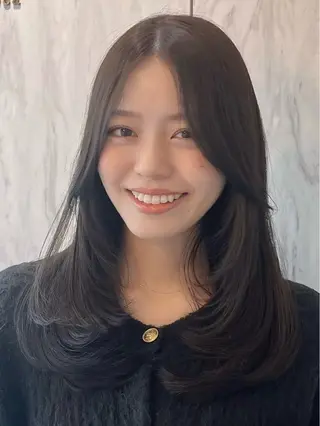 ロング カラー パーマ ヘアアレンジ メンズ キッズ 新宿/小顔レイヤー/ 顔まわり/西慶太朗のヘアスタイル