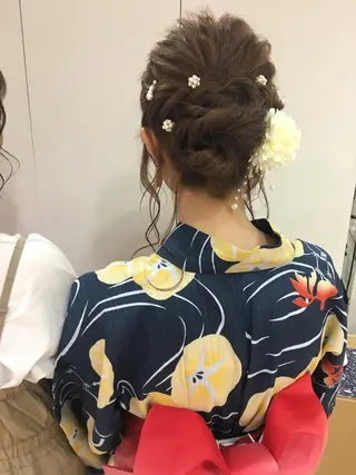 セミロング カラー ヘアアレンジ きむえり/髪質改善 /セット/カラーのヘアスタイル